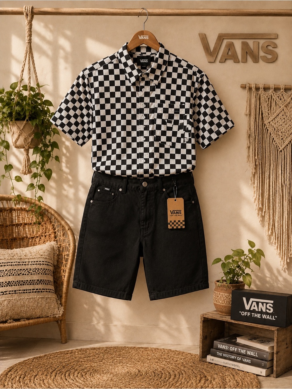Vans Black Short Sleeve Button-Up Shirt with Brand Tags